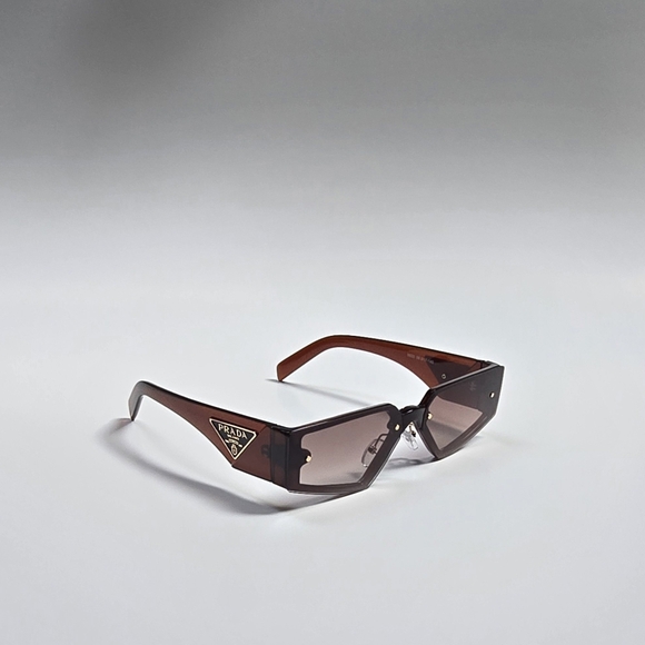 Prada Geometric Frame Sunglasses in Dark Brown with Gradient Brown Lenses main image 4